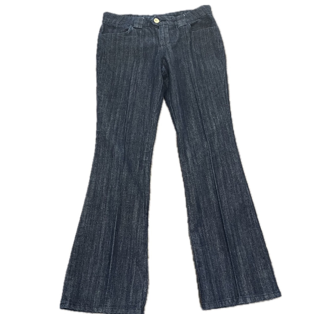 Vtg Dollhouse Dark Wash Gold Metallic Bootcut Jeans Sz 11 Y2K Pop Star Club Rave
